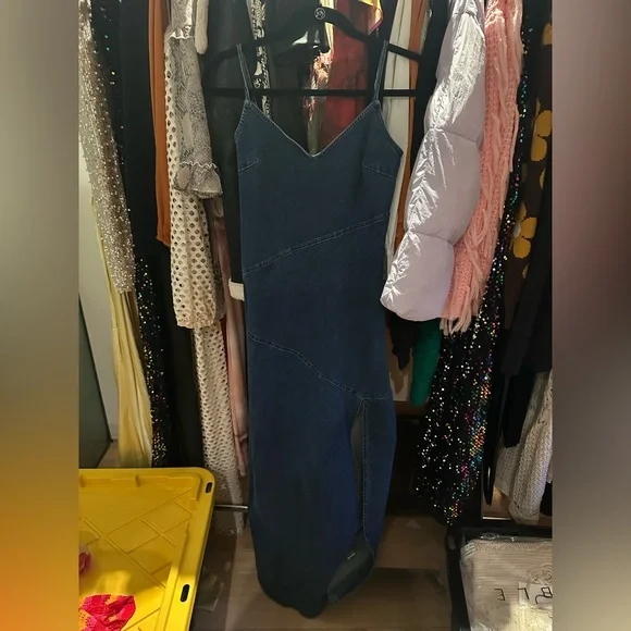 Sleeveless Blue Denim Maxi Dress